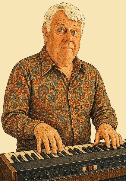Portrait of Alan, keyboard player in Groove & Grin.